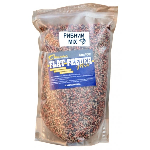 Рыбацкая прикормка, гранулированная, Klasster Flat Feeder Mix, 0,9 кг, вкус Рыбный микс